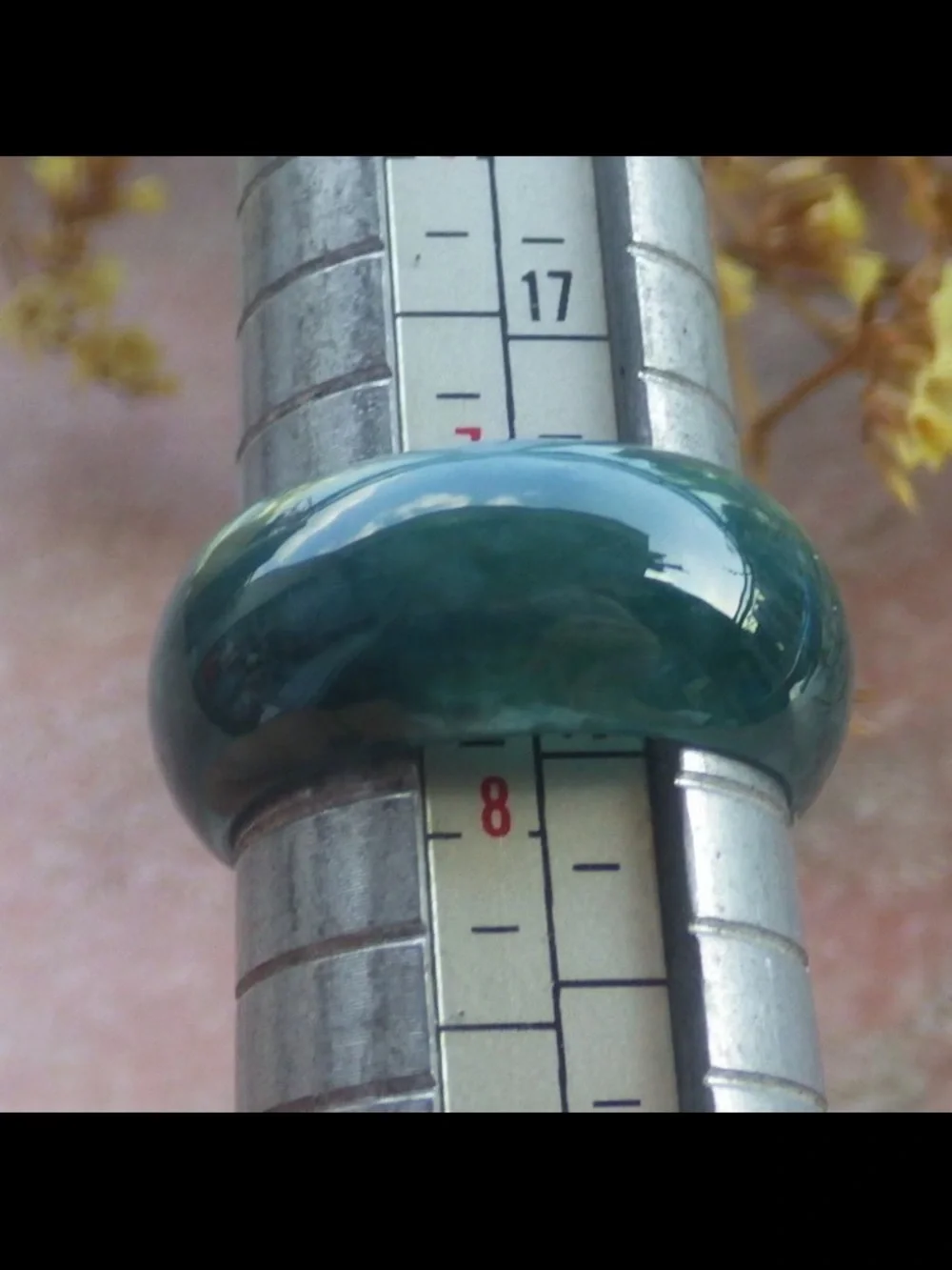 Certificate Jadeite Jewelry Jade luck Green Thick Ring Size7.75